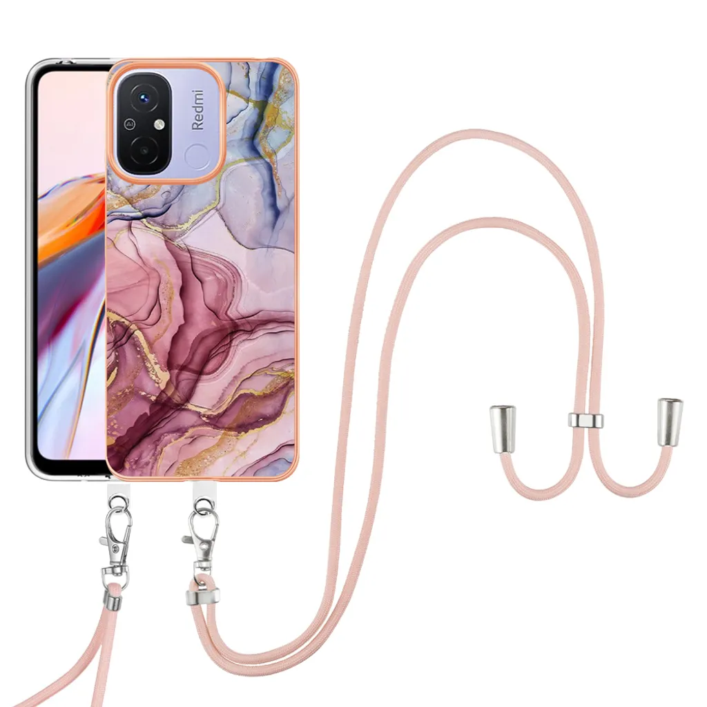 Custodia Xiaomi Redmi 12C con Cinturino Rose Gold | Bumper TPU Fantasia