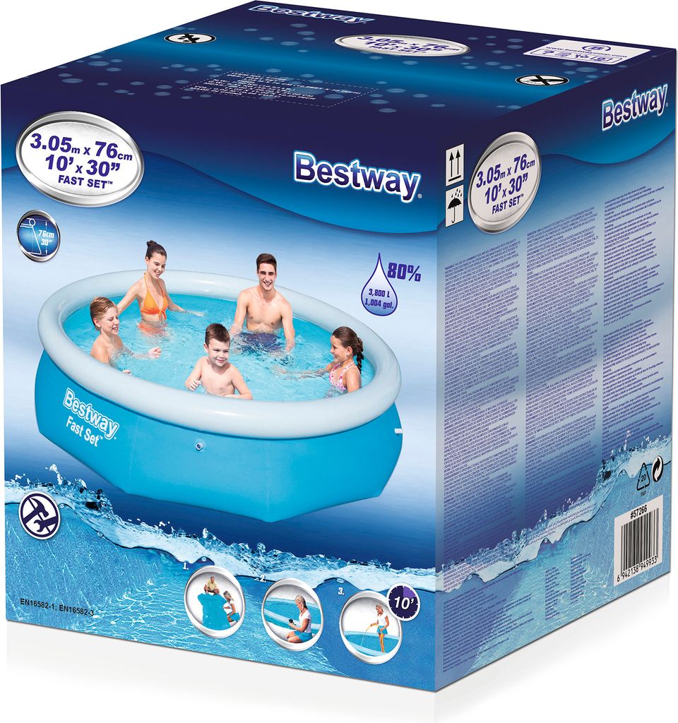 Bestway Fast Set Aufblasbarer Swimmingpool Rund 305x76 cm Produktbild 1