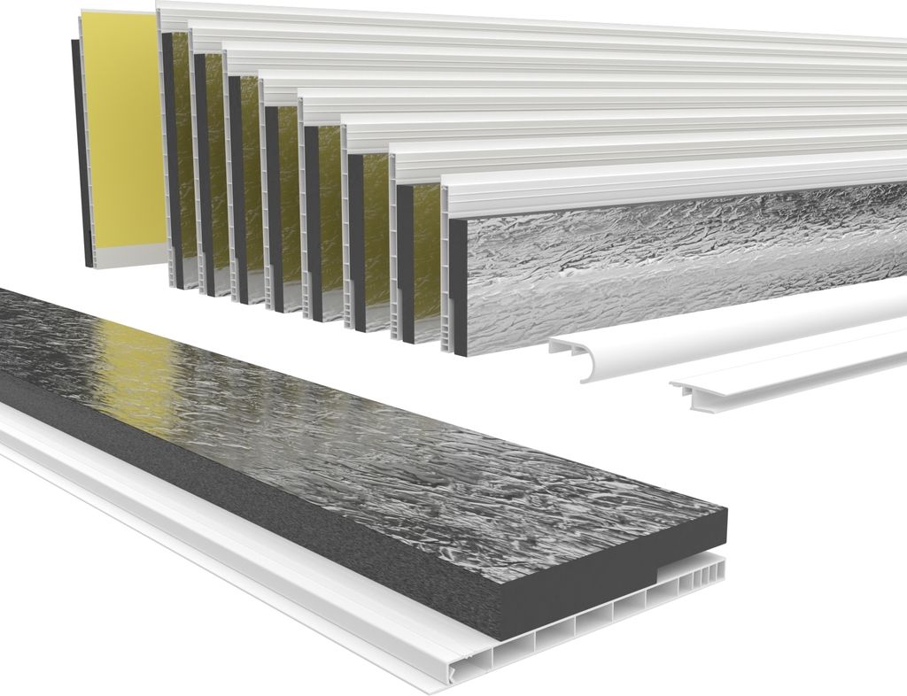 HEXIM PVC Rollladenkastendeckel mit Dämmung Länge: 1000 - 2000mm, Breite: 120 - 320mm, Revisionsklappe Rolladendeckel Rollladen abdeckung Deckel ...