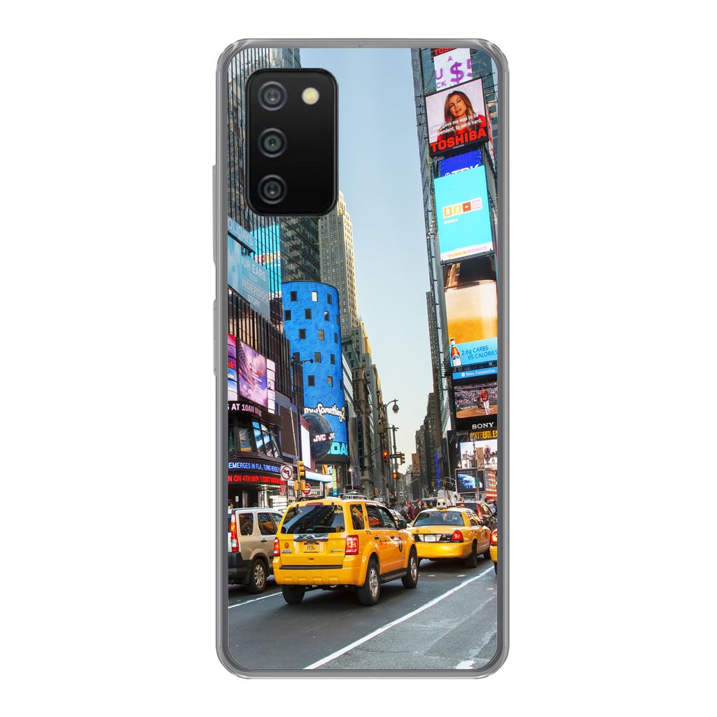 MuchoWow Handyhülle Schutzhülle Hülle für Samsung Galaxy A03s New York - Taxi - Gelb Silikon Softcase Handy Hülle - Schutz