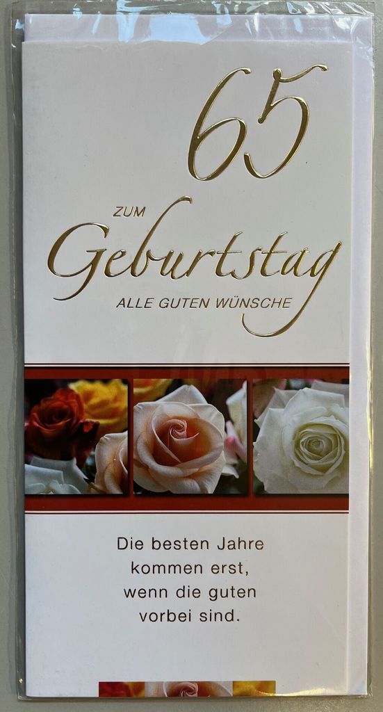 65. Geburtstag Glückwunschkarte lang mit Umschlag - Die besten Jahre
