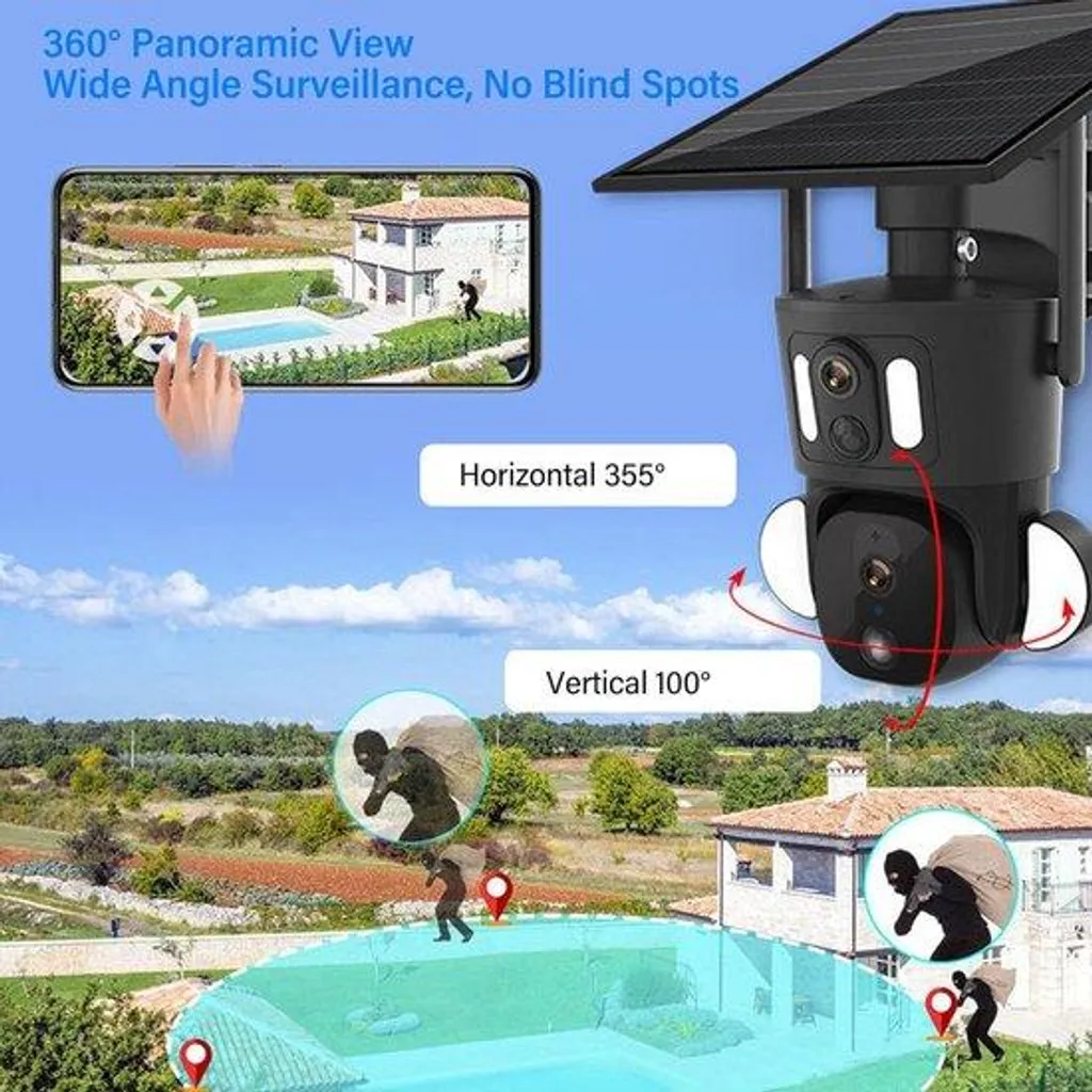 Caméra de surveillance WiFi 8MP 360° Vision Nocturne Couleur Pro-X8