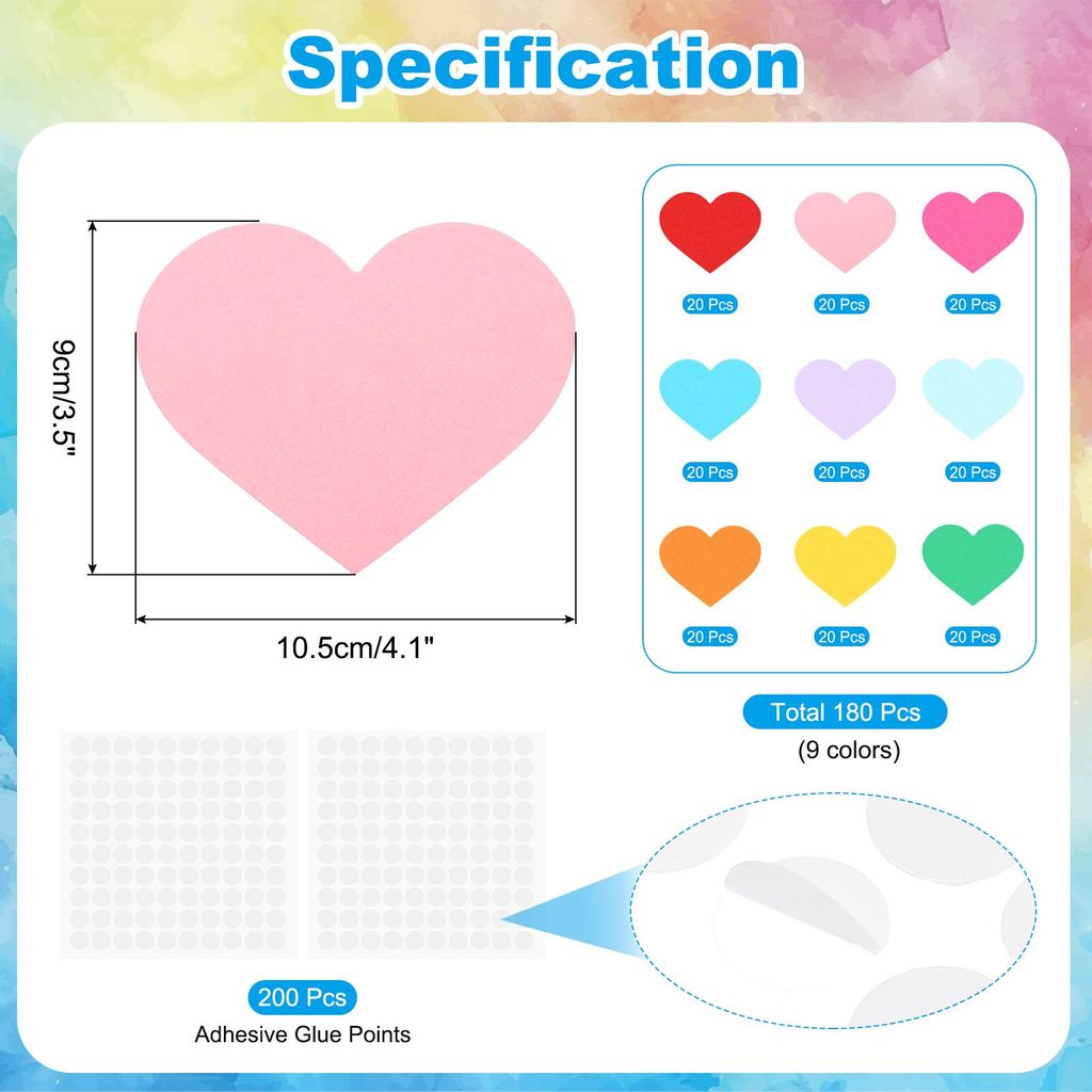 Papierausschnitte 180 Stš¹ck Bulletin Cutouts Papier Herzform Ausschnitte Papier mit Klebepunkten fš¹r Klassenzimmer DIY Bastelprojekte Partybe...