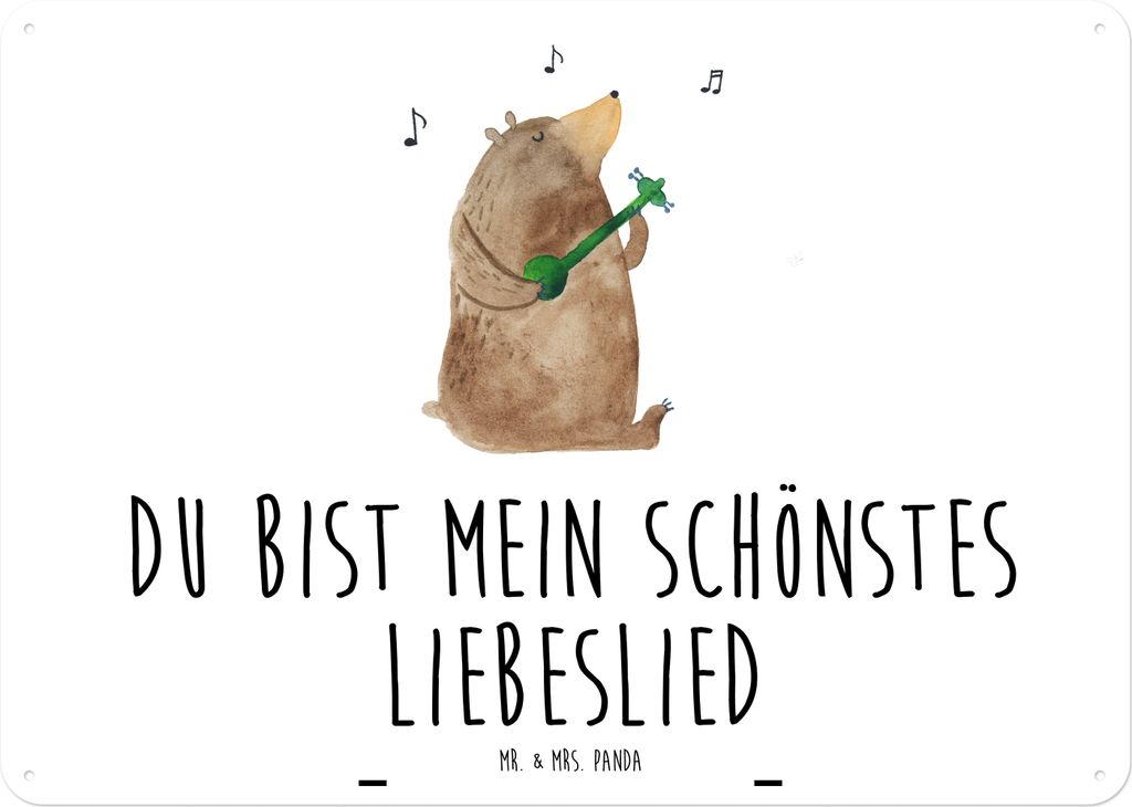 Mr. & Mrs. Panda Schild Bär Lied DIN A5 - Weiß - Geschenk, Produktbild 