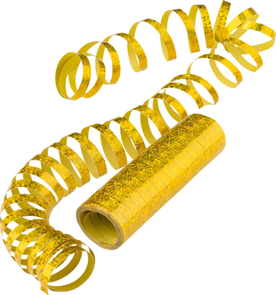 PartyDeco Holografische Serpentinen, gold, 3,8m, Gold, Kein Produktbild 
