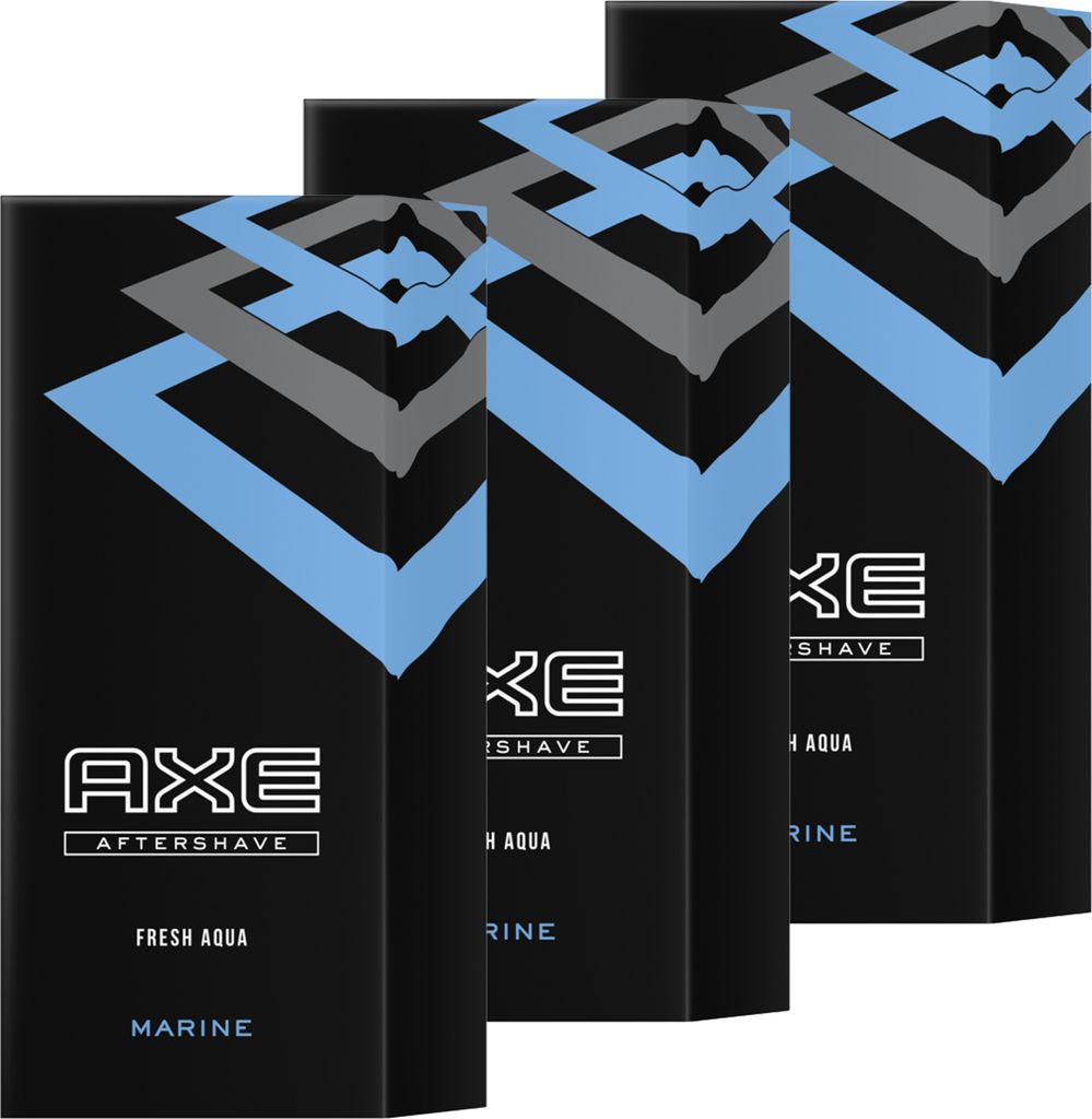 3 x Axe Aftershave Marine Fresh Aqua je 100ml Rasierwasser