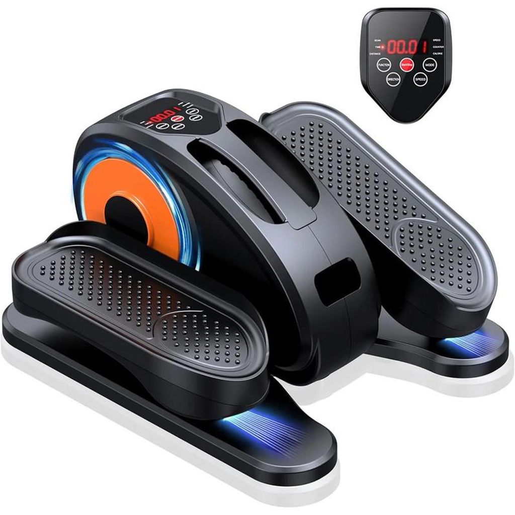 Mini Heimtrainer Untertisch Ellipsentrainer Stahlrahmen 12 Stufen LED Anzeige Fernbedienung leise Fitness Gerät Indoor