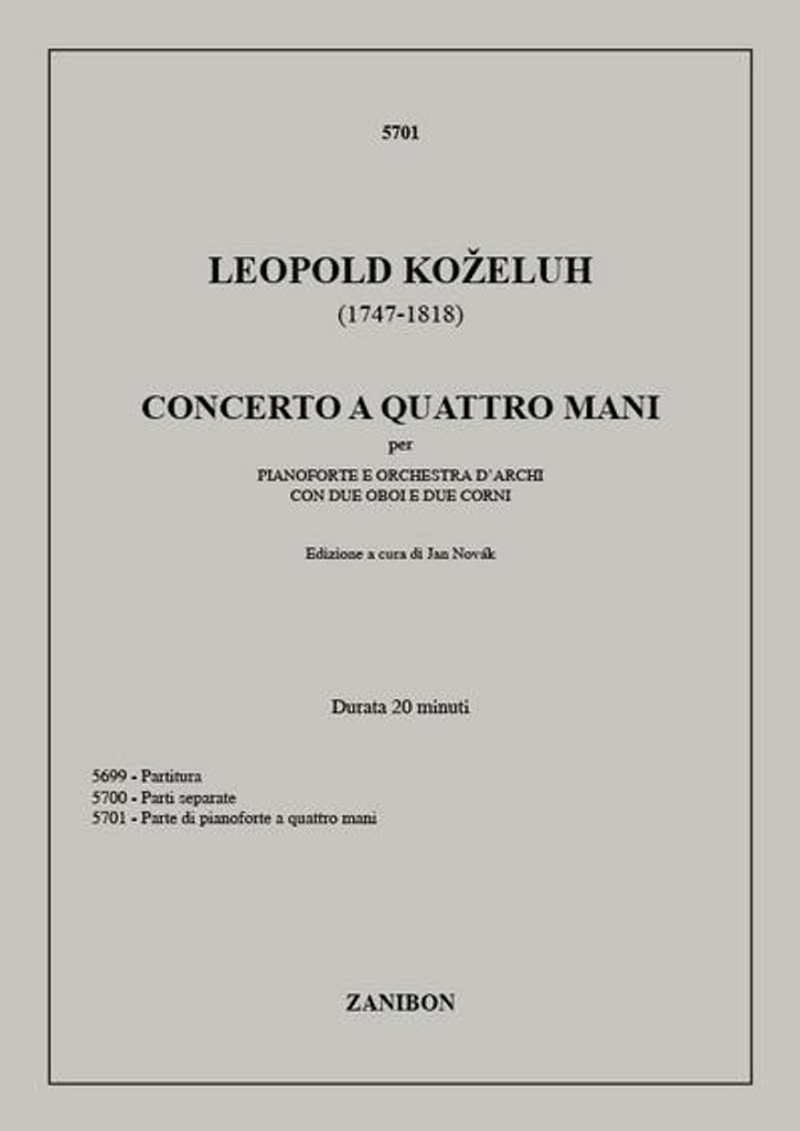 Concerto per pianoforte a 4 mani,2 oboi, 2 corni e orchestra d'archi