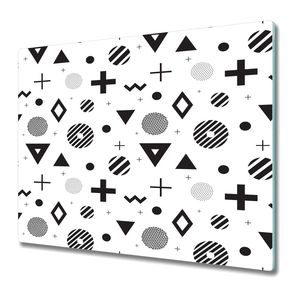 Küchenschneidebrett - Schneidebrett Glas - Herdabdeckung - 60x52 - Geometrische Figuren