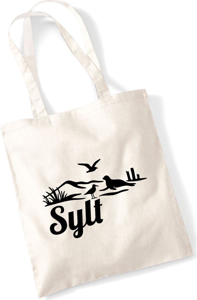 Huuraa Jutebeutel Sylt Strandmotiv 10 Liter Natural Baumwolle Tasche Geschenkidee