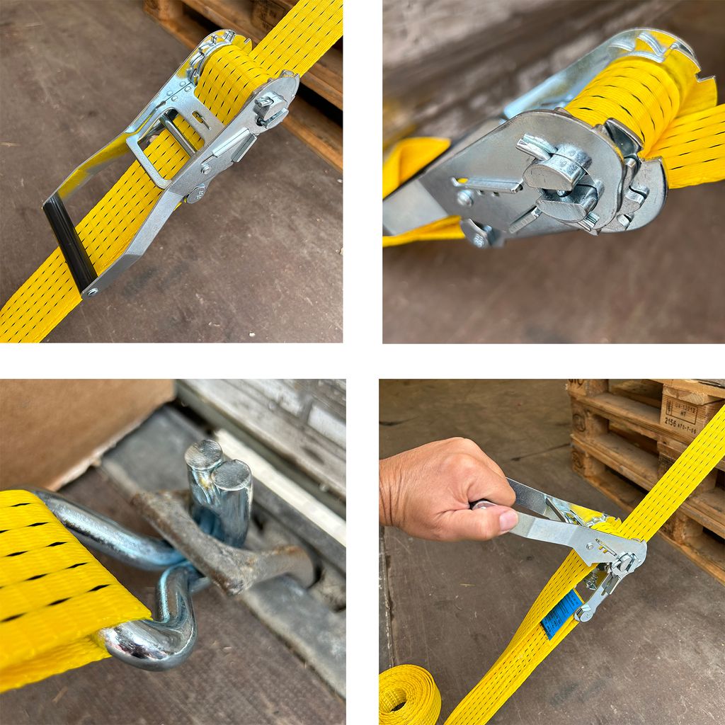 1 x LKW Ratschen Zurrgurt 2-teilig 5 x 800 cm Gelb Spitzhaken ZC52081