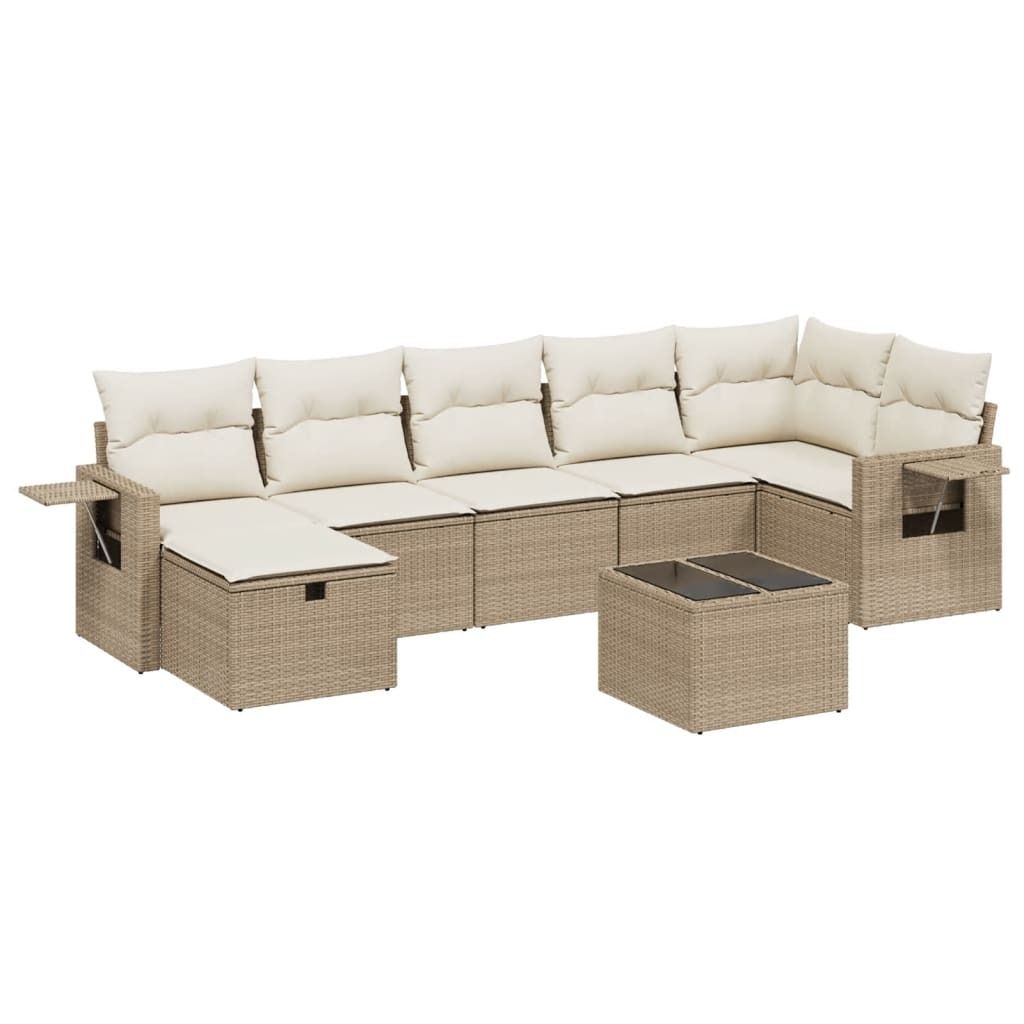 "SALE 2026" 8-tlg. Garten-Lounge-Set - elegantes Design - Sitzgruppe/Gartengarnitur - mit Kissen Beige Poly Rattan - Terassenmöbel DEMöbel232075