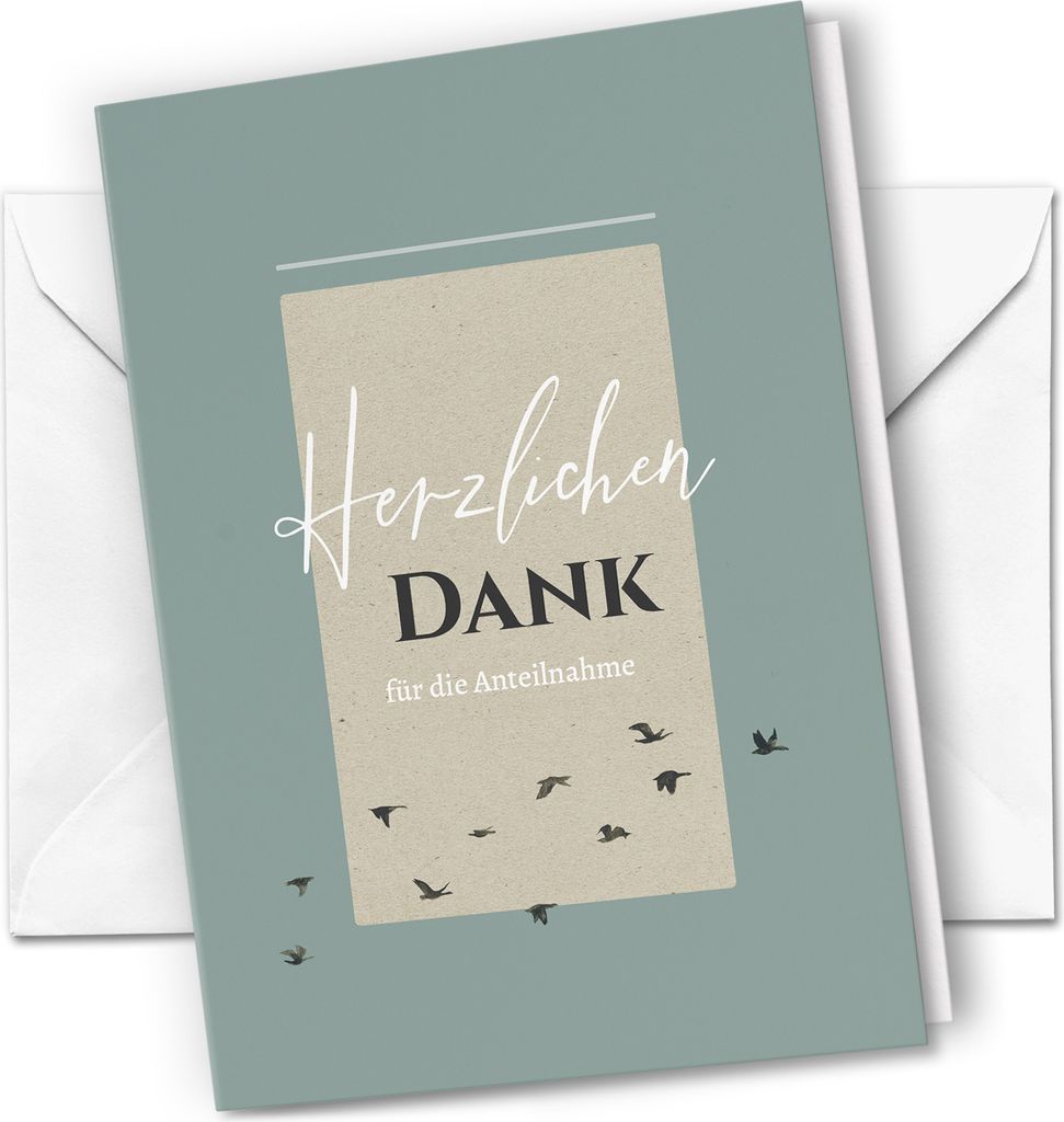 10 x Trauer Danksagungskarten Grußkarten inklusive Umschlag DIN A6, Trauerkarten Vögel fliegen, Danke Sagen nach Beerdigung, Trauerfall
