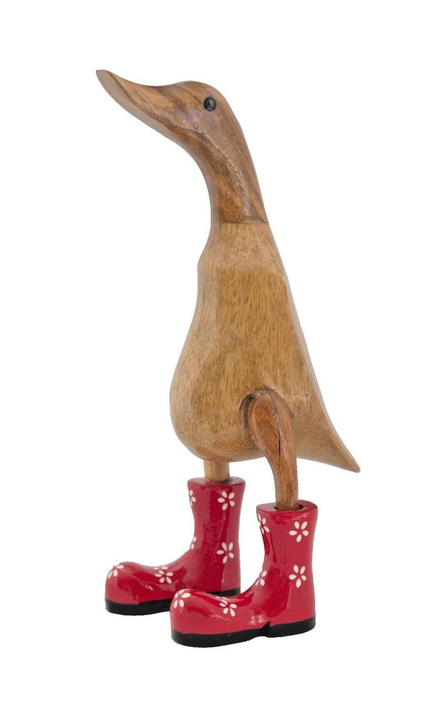 Deko Ente Holz Laufente Stiefel Gans Vogel Garten Tier Figur Skulptur Objekt