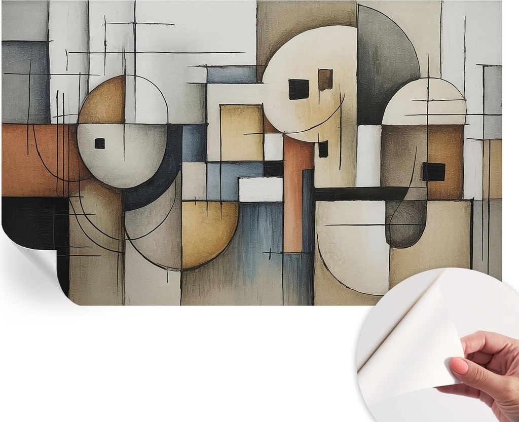 Selbstklebende Wandtapete - Dekorative Tapete für Wohnzimmer - Klebefolie für Wandbilder - Tapetenfolie für Wanddekoration - 416x254 - Geometris...