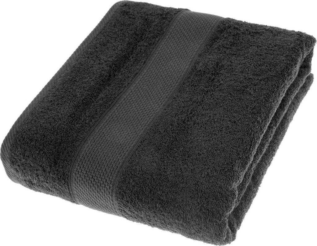 HOMESCAPES Frottee Strandtuch 100% Baumwolle Saunatuch 100x180cm - schwarz