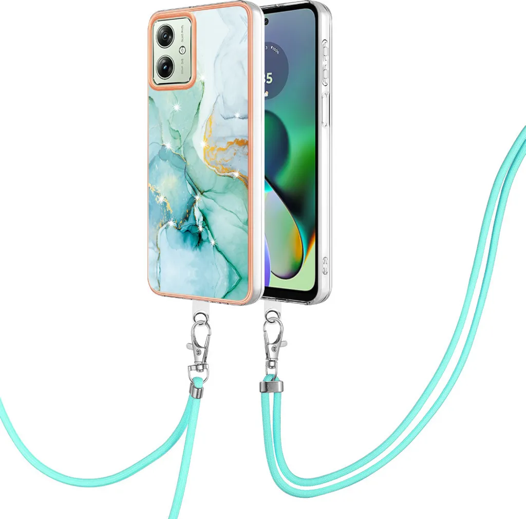 Custodia con cinturino per Motorola Moto G54, paraurti in TPU morbido, custodia protettiva, con cinturino regolabile verde