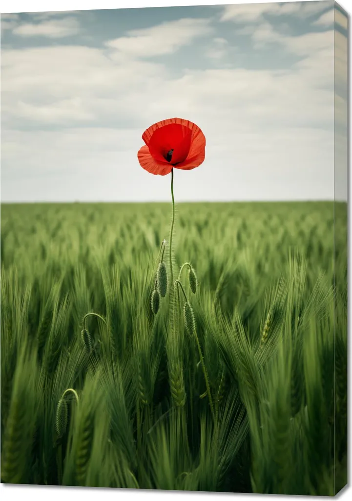 Papavero Solitario 70x100: Quadro Design Impressionista per Soggiorno