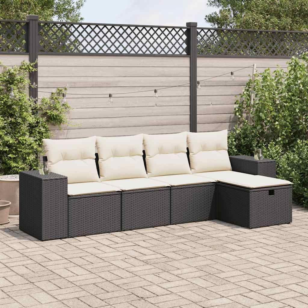 Maison Exclusive - 5-tlg. Garten-Sofagarnitur mit Kissen Schwarz Poly Rattan