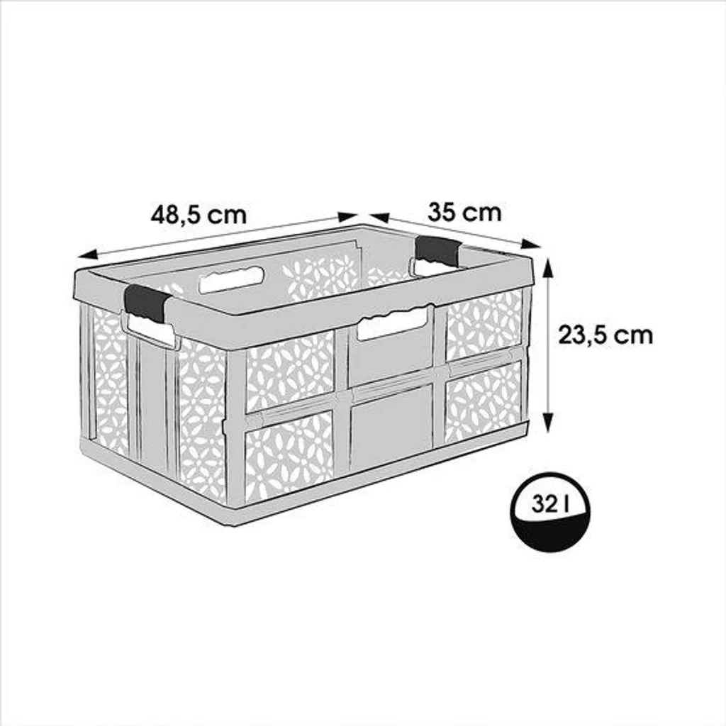 Caisse de rangement pliante 32L - Bac de transport bleu et taupe 48x35