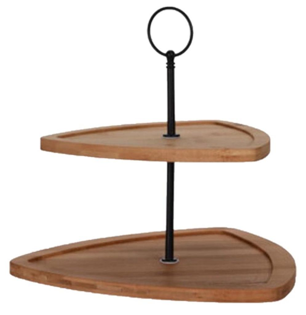 Excellent Houseware Etagere - 2-lagig - Bambus - 25 x 24 cm