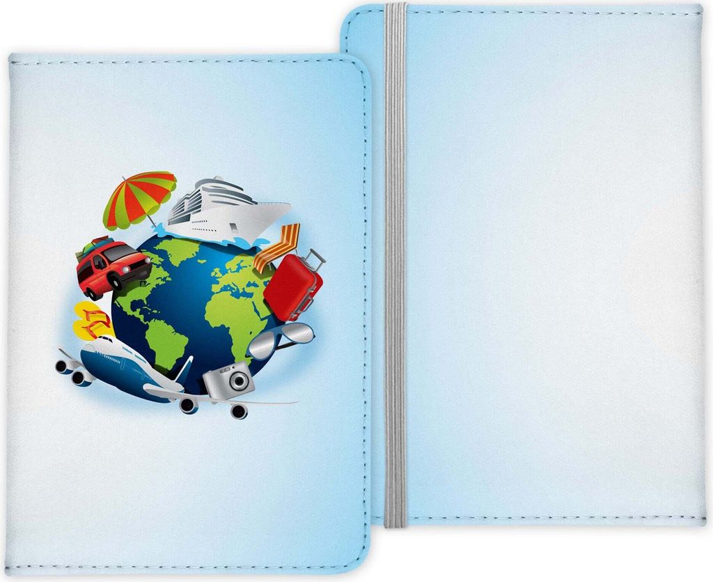 22Feels Reisepasshülle Organizer Reisen Gadgets Welt Globus Urlaub Kunst-Leder Etui Cover Frauen Männer Kinder