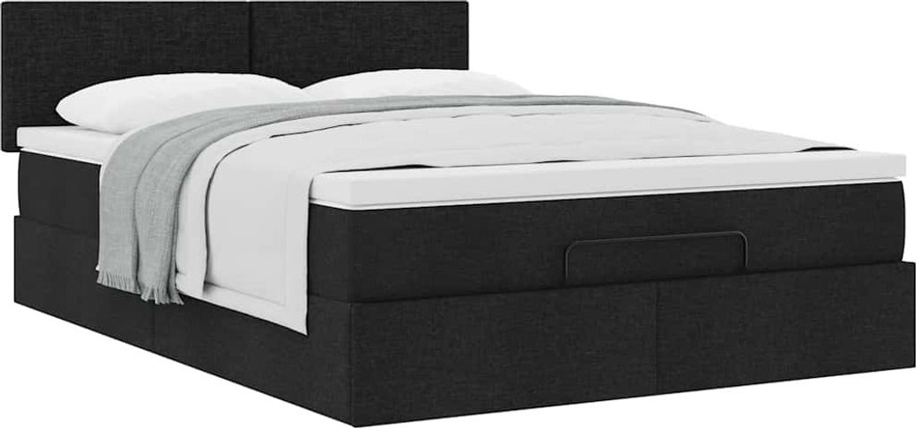Maison Exclusive - Ottoman-Bett mit Matratze Schwarz 140x190 cm Stoff