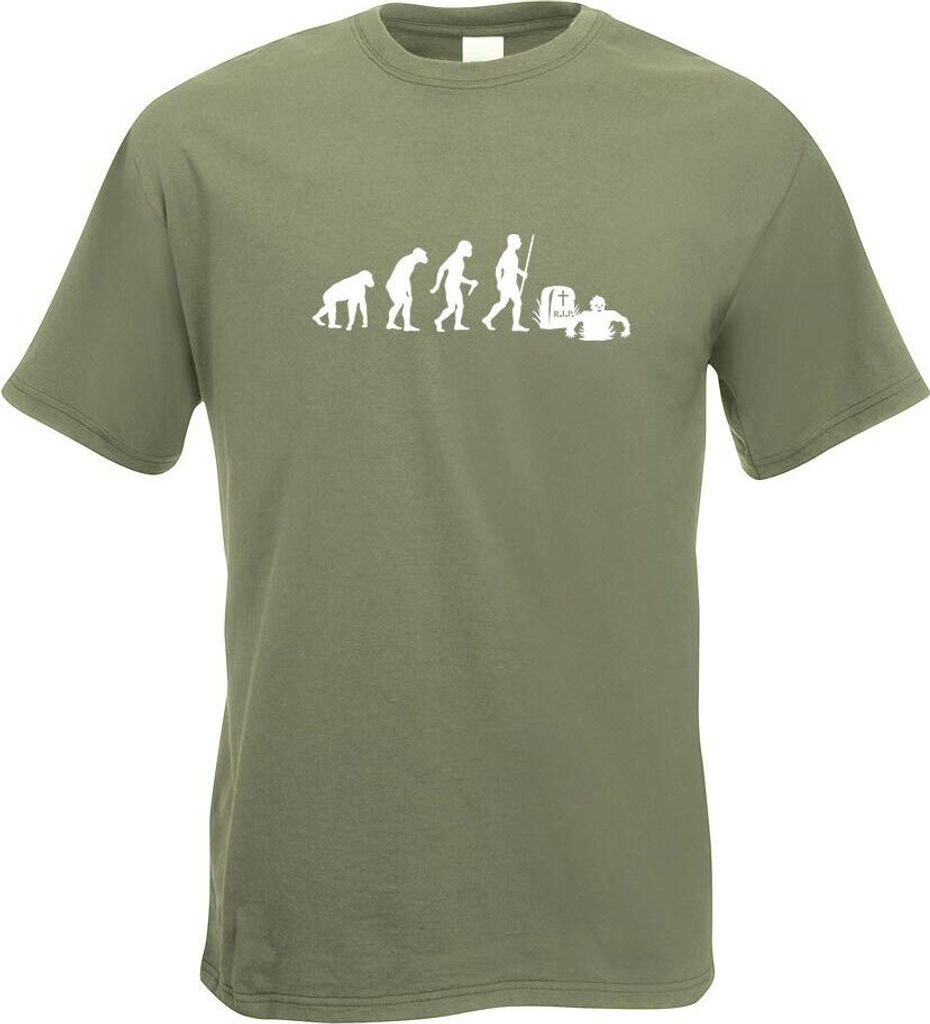 Kiwistar - T-Shirt - Olive - Zombie Untot Evolution Motiv Bedruckt Funshirt Design Print - mit Motiv Bedruckt - Funshirt Design - Sport - Freizeit ...
