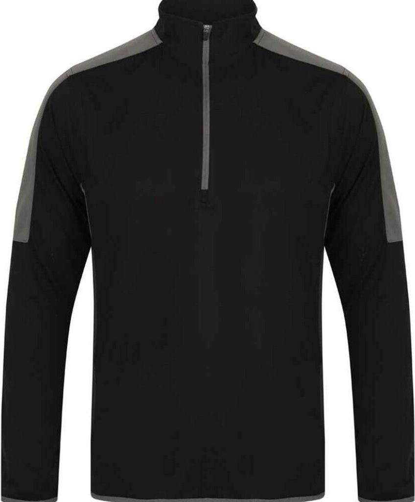 Finden & Hales Herren Kontrast Zip Midlayer Top PC3508 (L) (Schwarz/Metall-Grau)