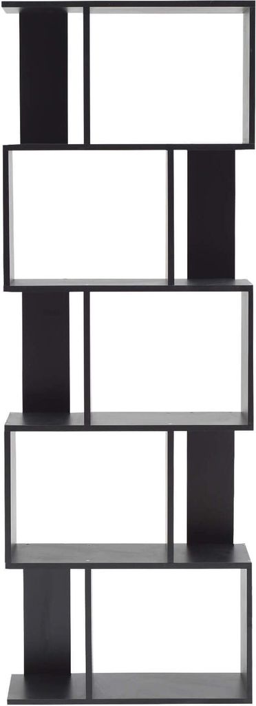 Rebecca Mobili Bücherregal mit 5 Fächern aus MDF, schwarz