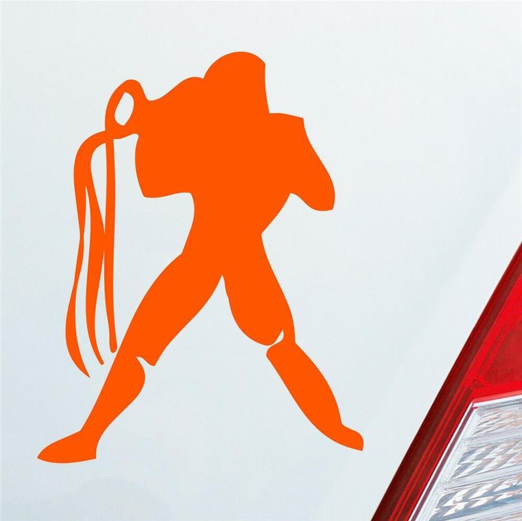 Auto Aufkleber Sternzeichen Wassermann PKW Car KFZ Roller 8x10 cm Orange Sticker Heckscheibenaufkleber