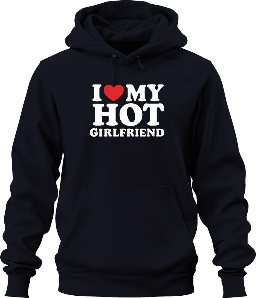 Ich liebe meine heiße Freundin Geschenk Lustig Valentinstag JGA Uni Hoodie Kapuzenpullover, Navy, M