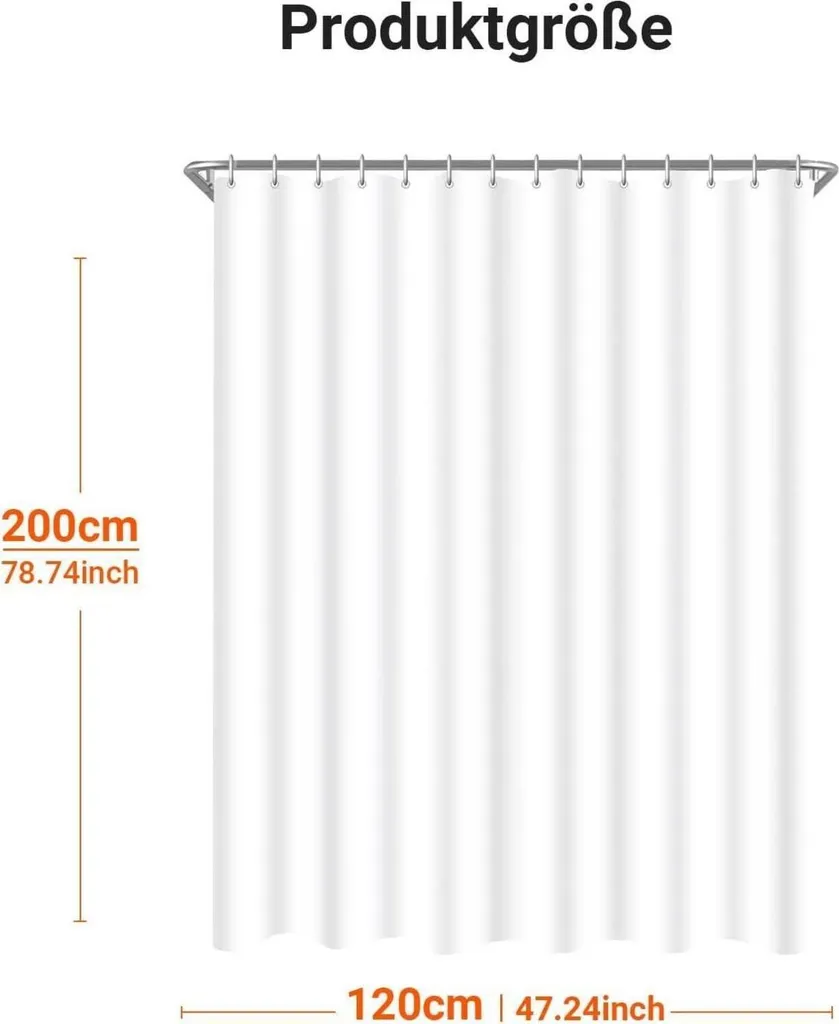 Fini l'eau sur le sol : Rideau de douche 120x200 Blanc Imperméable Pro - 7
