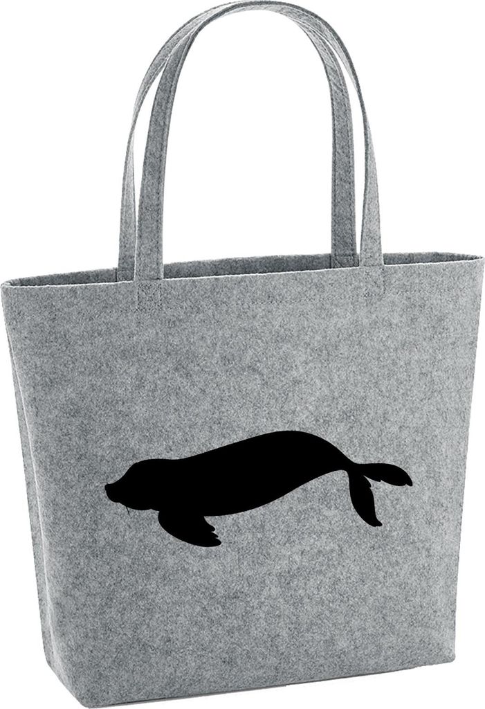Huuraa Filzshopper Robbe Silhouette 22 Liter Grey Melange Filztasche Geschenkidee