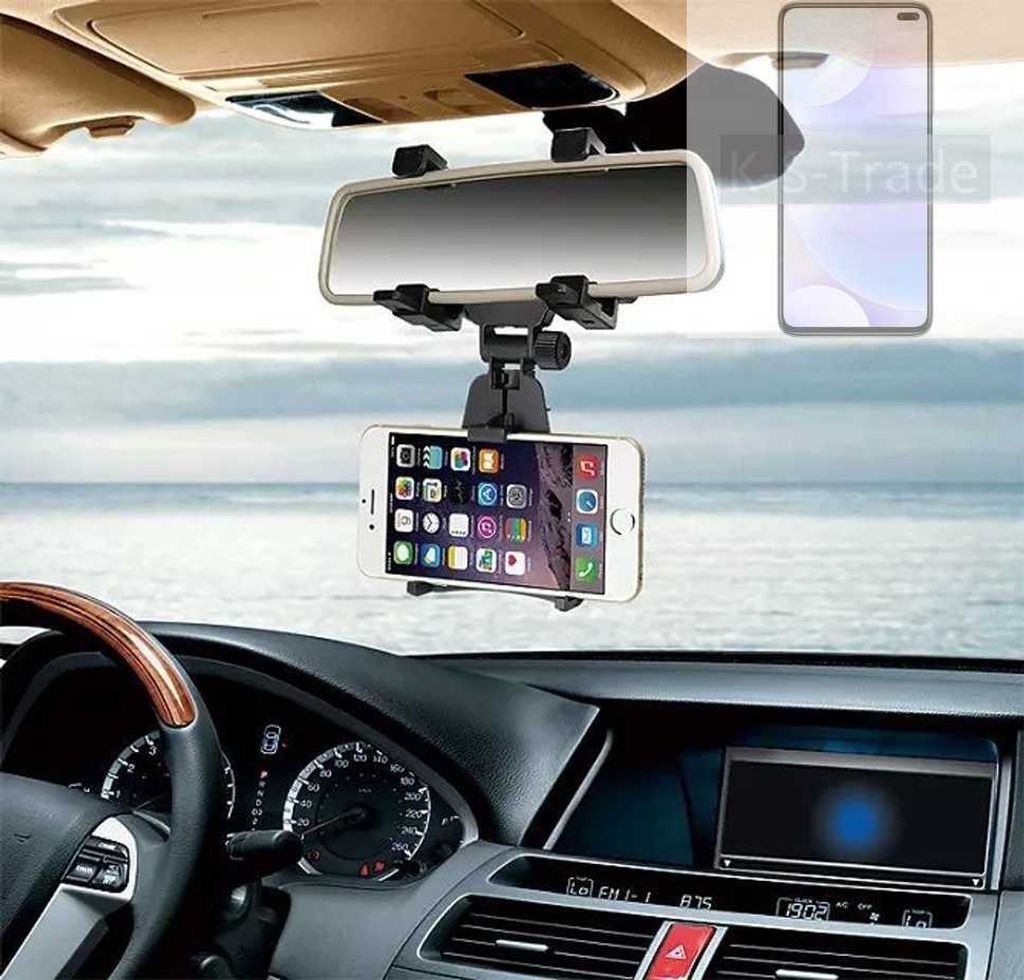 K-S-Trade Smartphone Halterung kompatibel mit Xiaomi Redmi K30 5G Racing Edition Rückspiegel Halterung schwarz Auto Halterung KFZ Halter