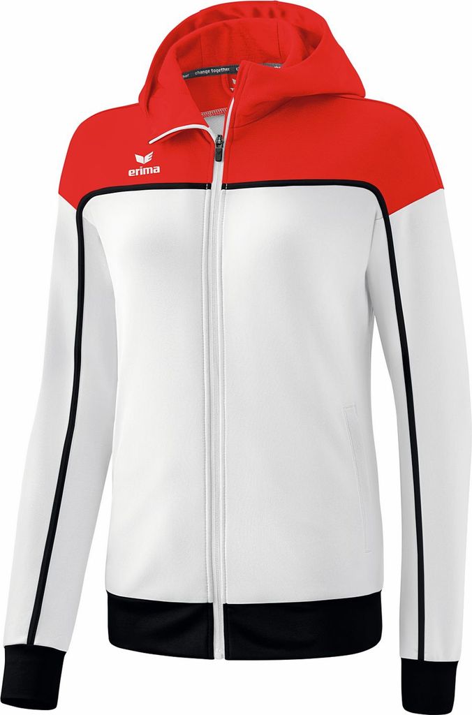 Erima Change Trainingsjacke Mit Kapuze Damen - Weiß / Rot / Schwarz