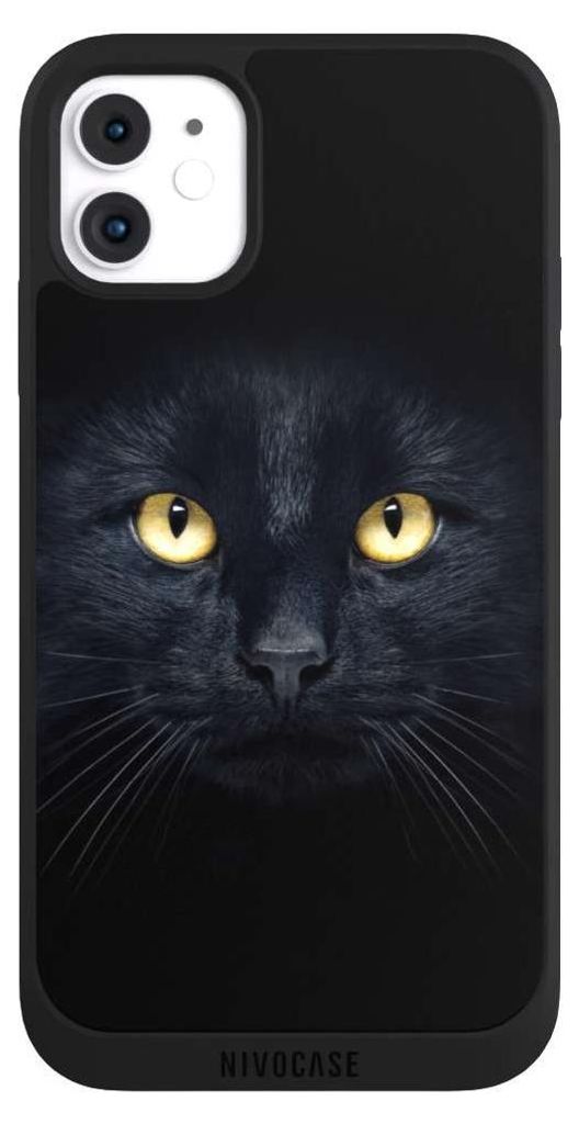 NIVOCASE Handyhülle für Apple iPhone 11 Hülle NIVOpure Case Schwarz Auge Katze schwarz