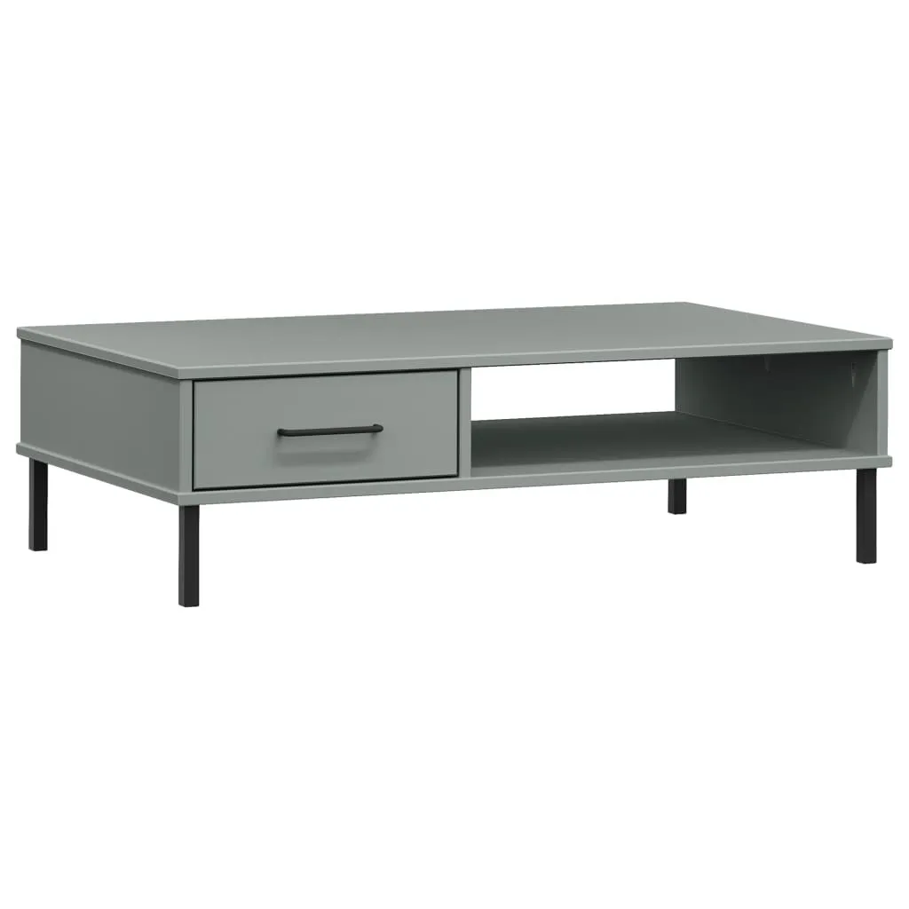 Tavolino Salotto Scandinavo SYFAX Oslo - Legno Pino e Metallo Grigio