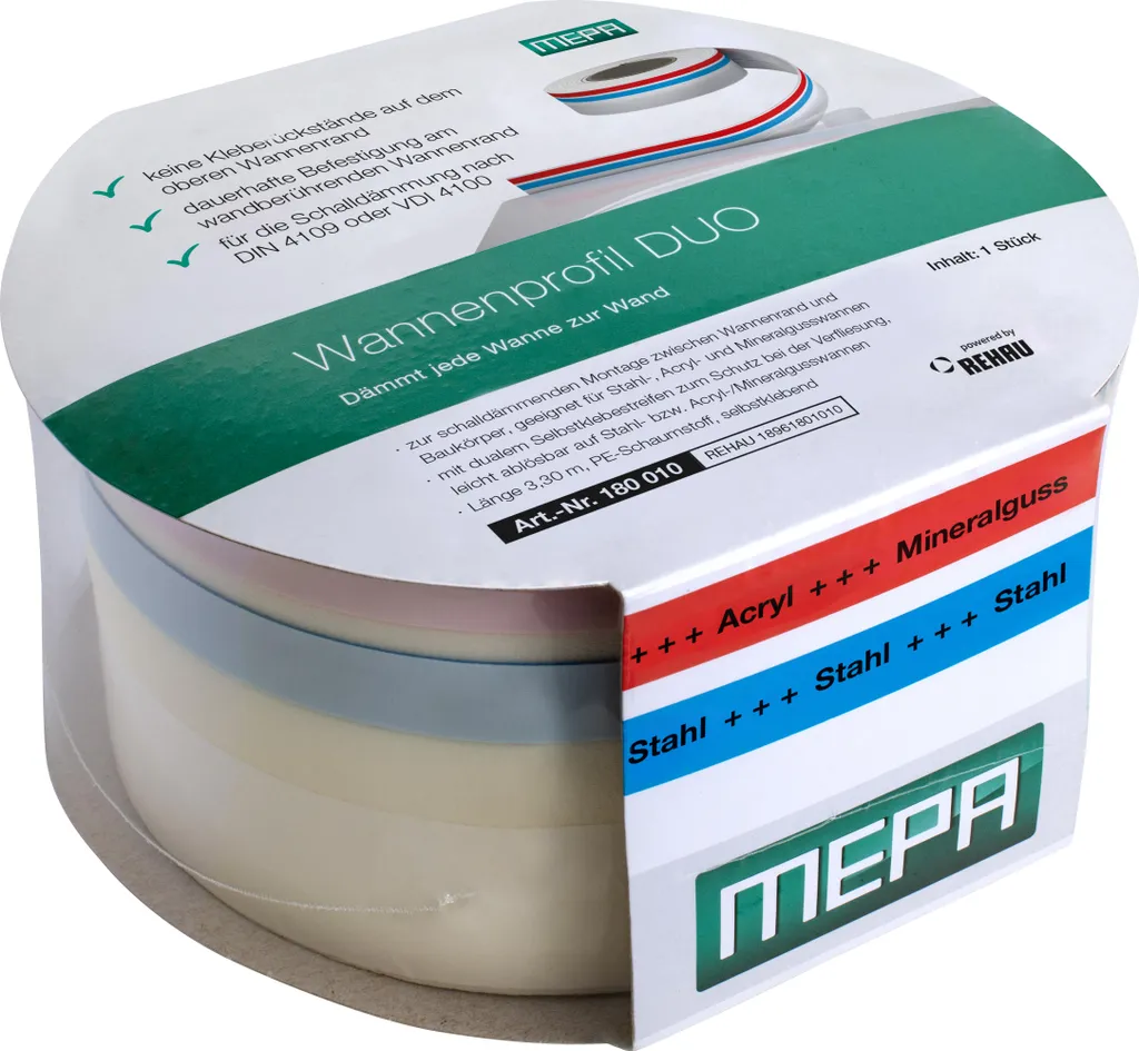 REHAU MEPA DUO 180010 - Profilo Fonoassorbente Vasca in Schiuma PE