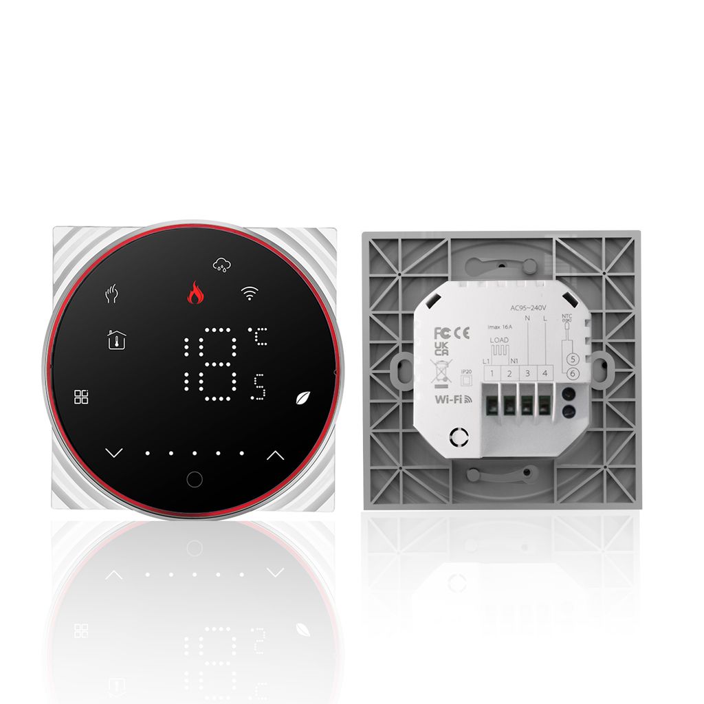 Smart Tuya WiFi-Thermostat Raumthermostat für 16A Elektroheizung Fußbodenheizung, Dimmbarer Lichtfarbe, Programmierbarer Raumthermostat