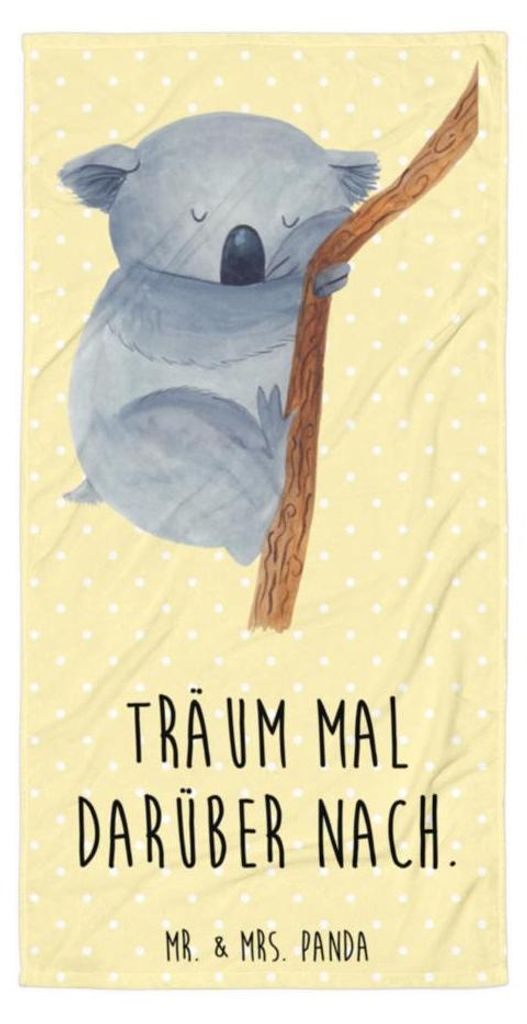 Mr. & Mrs. Panda Strandtuch Koalabär - Gelb Pastell - Geschenk, Reisehandtuch, Lustige Sprüche, Schlafzimmer, Traumland, Koala, Traum, Handtuch, ...
