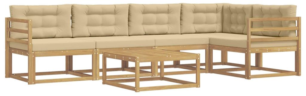 vidaXL Outdoor-Sofagarnitur 6 pcs Weiß und Beige 79 x 79 x 37 cm