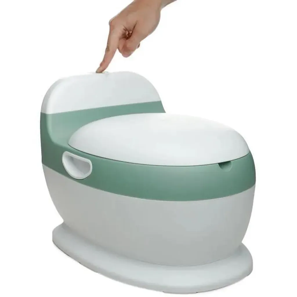 Mini-toilettes Bébé avec Chasse d'Eau Sonore Thermobaby Vert Sauge Stable - 7