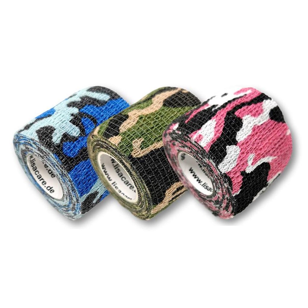 LisaCare Kohäsive Bandage 5cm x 4,5m - 3er Set Camouflage-Mix