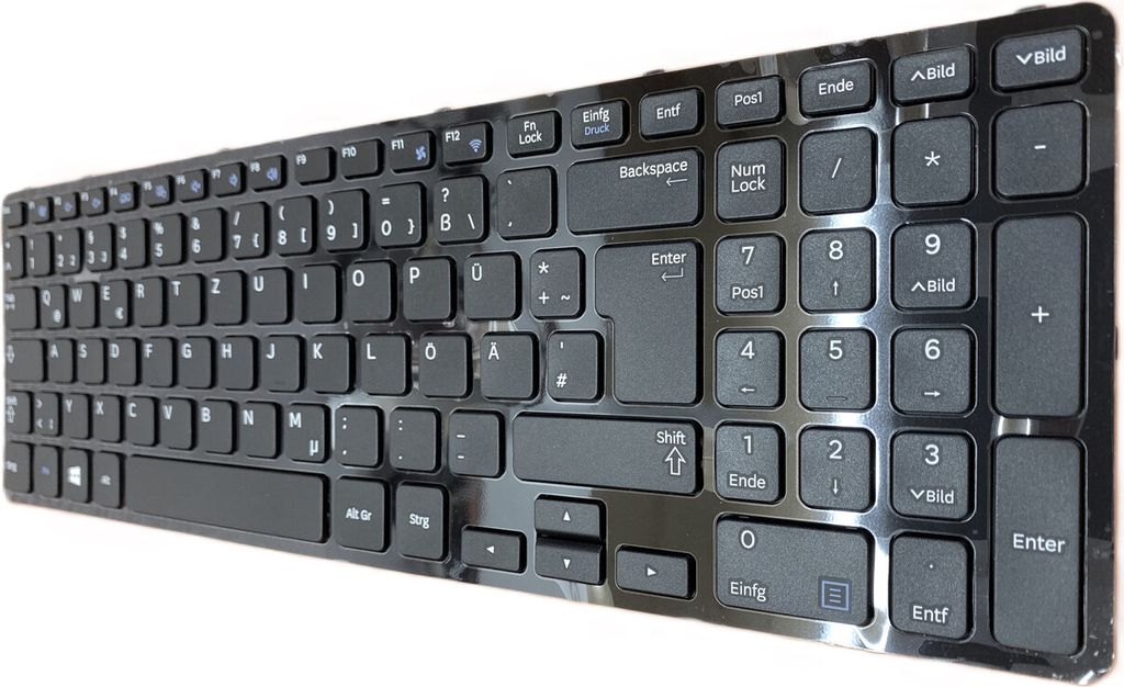 Schwarz - DEUTSCHE Tastatur mit glossy Rahm ver.2 Kompatibel für Samsung NP355E5C