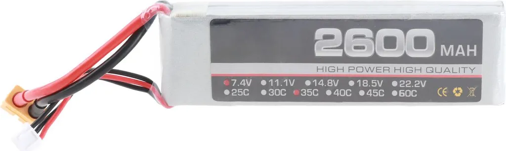 Batterie Lipo 2600mAh 35C Puissance Stable 7,4V Connecteur XT60 Fiable