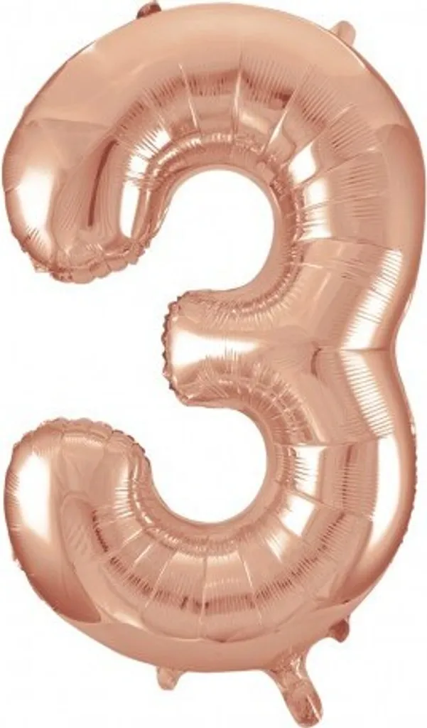 Ballon en aluminium numéro 3 or rose de 80 cm pour fête d'anniversaire