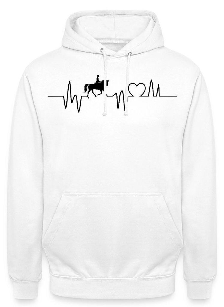 Spreadshirt EKG Linie Mit Pferd | Pferdeliebe Herzschlag Uni Hoodie, XL, Weiß