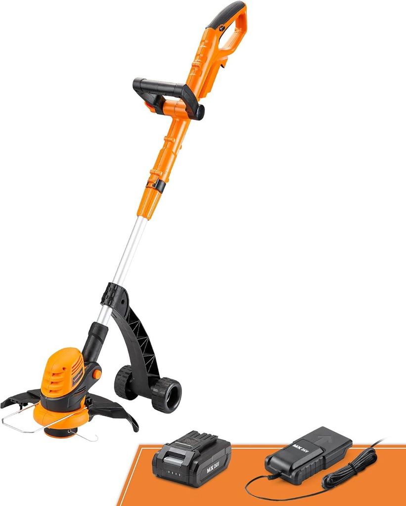 LawnMaster Akku-Rasentrimmer 24V 2,0Ah, inkl. Akku und Ladegerät, 25 cm Schnittbreite, für größere Flächen,2-in-1 Rasentrimmer & Kantenschneid...