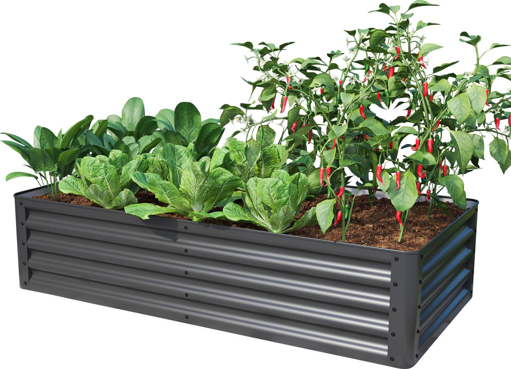 PRIMEYARD Hochbeet LUCA anthrazit Stahlkonstruktion 150x75x35 cm